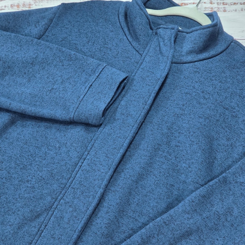 Lands' End Sweater Fleece Jacket Women 3X Blue Excellent Zip Snap Mock Neck